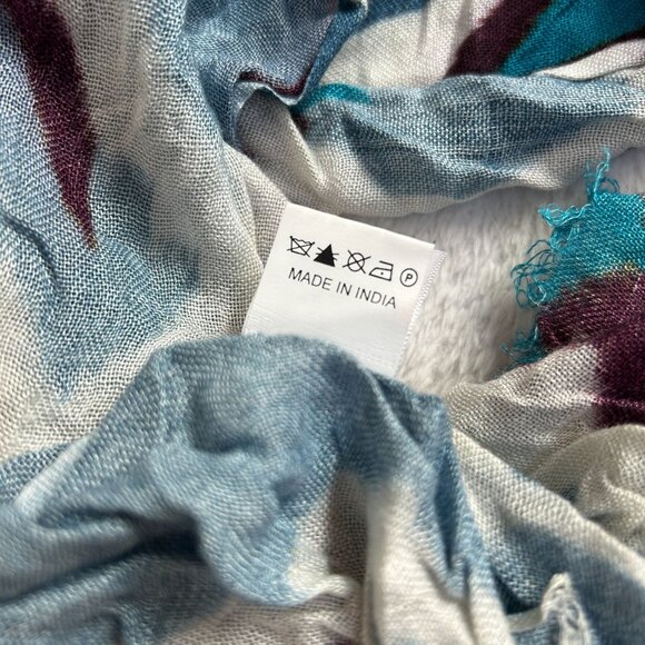 Pistil Womens Abstract Print Scarf 100% Viscose 72"x19" Blue White Lightweight - Picture 4 of 5
